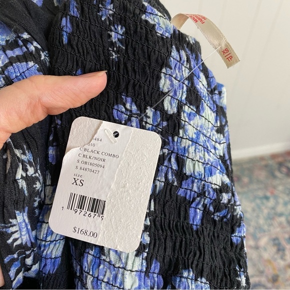 NWT $168 Free People Jaymes Midi Dress Floral Printed Blue Black Combo Sz XS - Picture 14 of 16